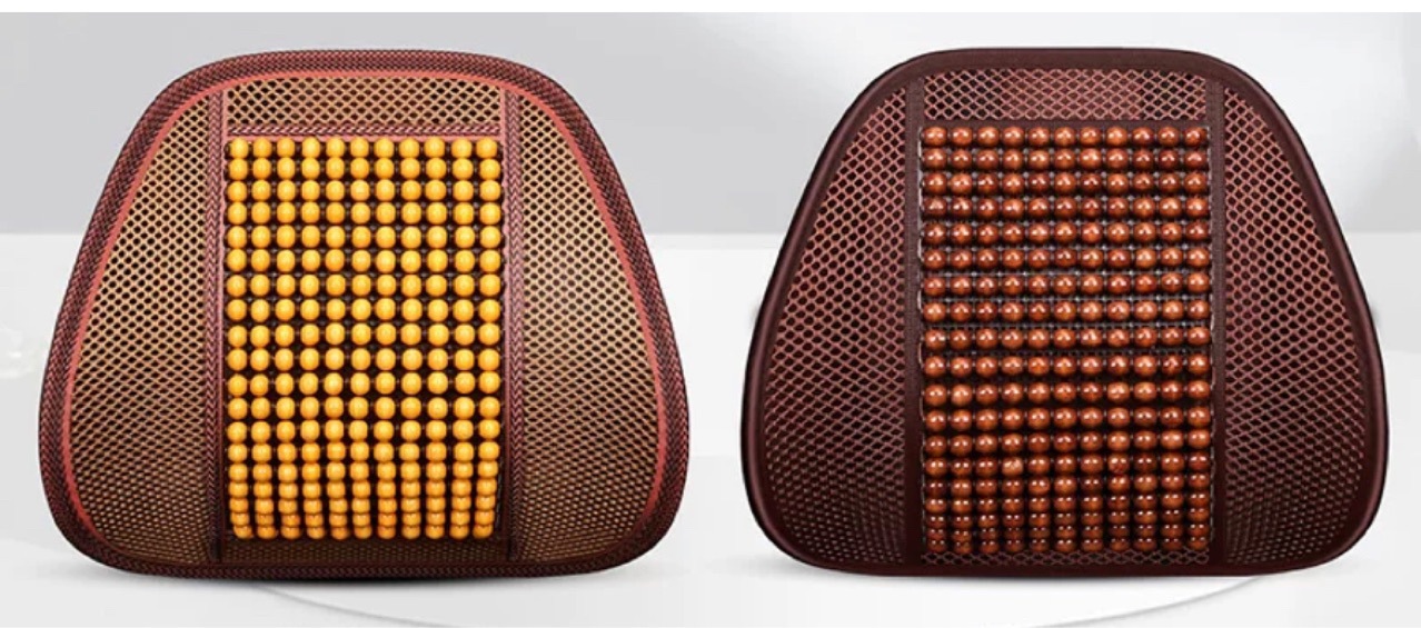 Summer Mesh Breathable Wooden Beads Steel Wire Lumbar Support Ventilated Massage Lumbar Cushion Office Seat Back Cushion Lumbar Cushion