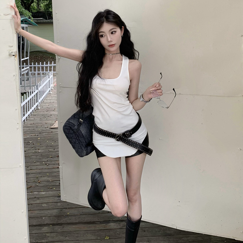 Qicheng Mid-Length Workwear Camisole Women's Outer Wear Spring Wear Slim and Versatile Simple Pure Color Sleeveless Top