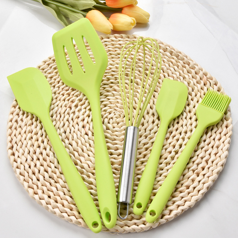 Silicone Baking Spatula Tool5-piece Set Scraper Egg Beater Oil Brush Silicone Baking5-piece Set