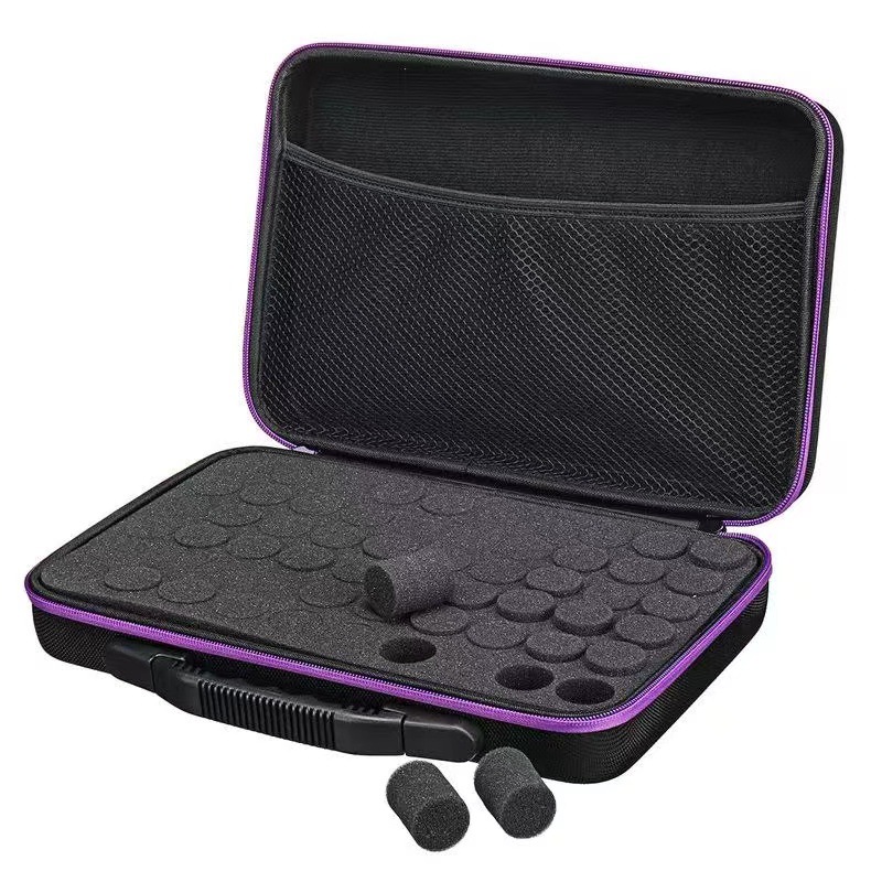 Liyang fábrica EVA bolsa de almacenamiento de botellas de aceite esencial caja de almacenamiento portátil 60 rejilla 15ml/10ml bolsa de almacenamiento de aceite esencial