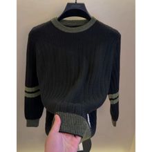 2025新款冬季针织衫印花手臂线衣男装内搭圆领上衣条纹打底 代发