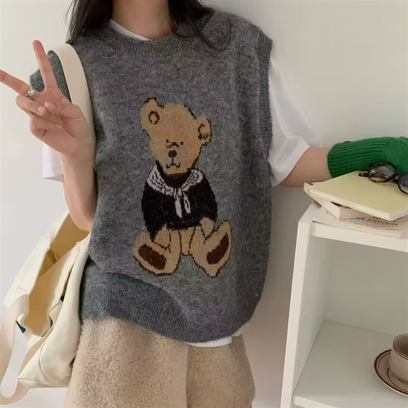 圆领针织马甲背心女2025秋冬新款宽松外穿马夹叠穿外搭毛衣坎肩潮|undefined