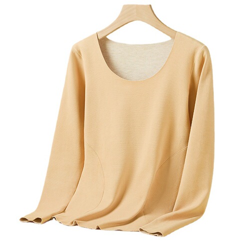 Huai Meng Time AB wool silk thermal underwear top cationic seamless inner wear slim bottoming shirt for women