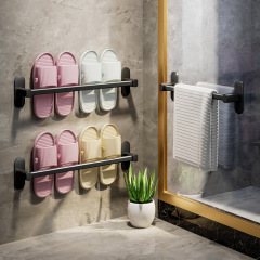 Bathroom Slippers Rack, Toilet Wall-Mounted Space Aluminum Drainage Rack—No Drilling Required, Ideal for Shoe Storage and Organizing in the Restroom
