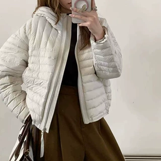 预售90白鸭绒排骨轻薄泡芙连帽羽绒服女新款宽松显瘦保暖外套