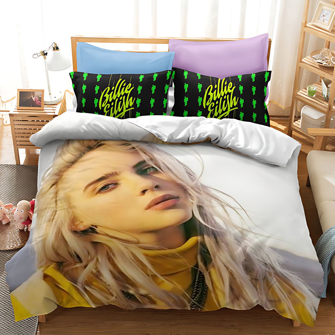 TEMU / JIT cross-border chica temática patrón de impresión digital edredón suave conjunto de ropa de cama estilo nórdico