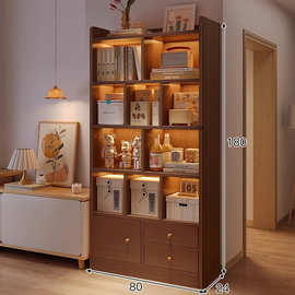 客厅展示柜书架落地简易置物架收纳柜子靠墙一体多层家用储物书柜