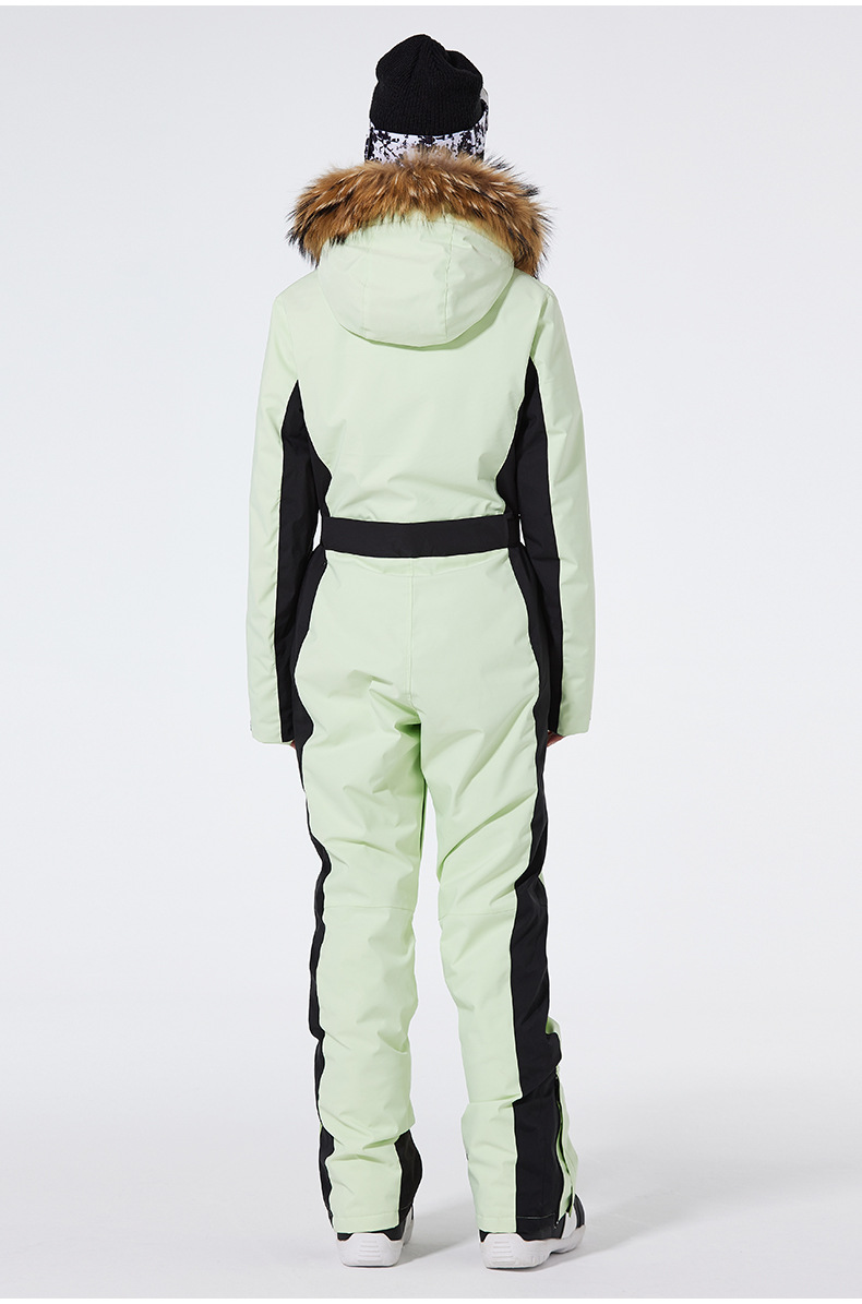 Combinaison de ski femme coupe slim – Combinaison de snowboard une pièce imperméable et coupe-vent | Vêtements de ski d'hiver à isolation thermique et poignets réglables_voghion.com