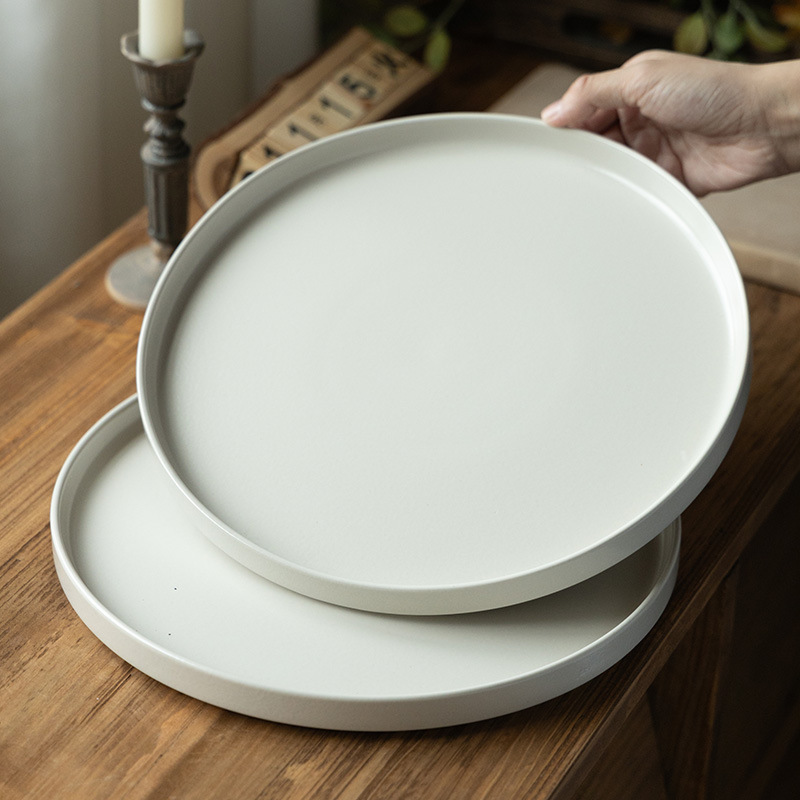 Plato de color sólido mate Plato de carne Plato de restaurante occidental de estilo retro Plato para el hogar Plato grande al por mayor Plato de restaurante Plato plano
