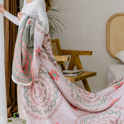 Class A pure cotton gauze towel quilt cotton summer cool quilt air-conditioned quilt double towel blanket cover thin quilt four layers
