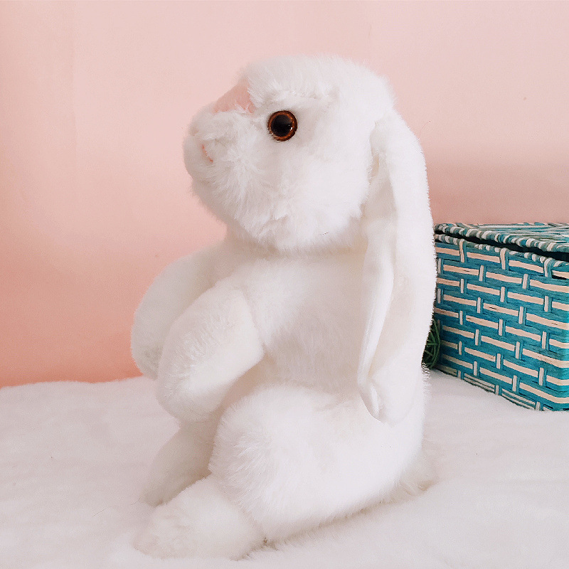 Muñeca de conejo animal de simulación transfronteriza, juguete de peluche de conejo de orejas caídas, muñeca de conejo para niños, regalo de cumpleaños al por mayor