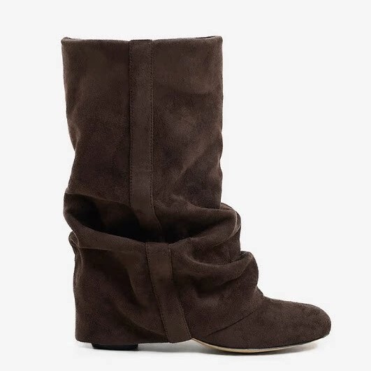 eBay foreign trade model 2026 autumn and winter large size chunky low-cut boots 40-43 suede round toe stacked boots for women eBay foreign trade model 2026 autumn and winter large size chunky low-cut boots 40-43 suede round toe stacked boots for women
