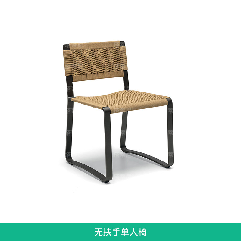 Conjunto de mesa y sillas de ratán para exteriores, mesa moderna y sencilla de aleación de aluminio, mesa larga impermeable para patio de hotel o villa, resistente a la intemperie image 6