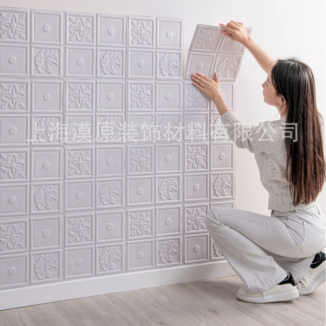 Cross-Border New Wallpaper Self-Adhesive 3D Stereo Wall Stickers Wallpaper Self-Adhesive Wood Grain Wallpaper Stickers Brick Pattern Dropshipping