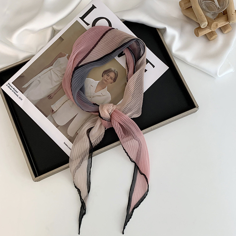 Pañuelo de seda de alta calidad nuevo estilo bufanda arrugada a juego de colores bufanda en forma de diamante bufanda de tul decorativa multifuncional de moda cinturón