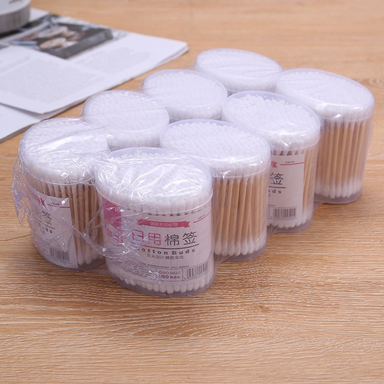 厂价批发180支棉签棉球一次性化妆棉签双头木棒清洁棉棒袋装盒装