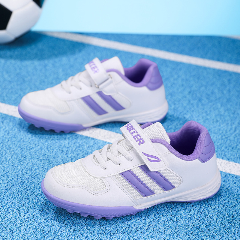 Zapatillas de Fútbol con Cierre Adhesivo para Niños Malla y Caucho Transpirable, Ligero para Césped Artificial y Pista