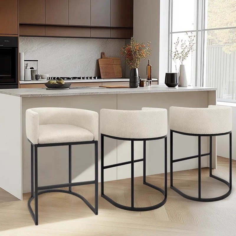 Light Luxury Hotel Front Desk Bar Stool Modern Simple Backrest Armrest Bar Chair Bar Kitchen Island Home Chair