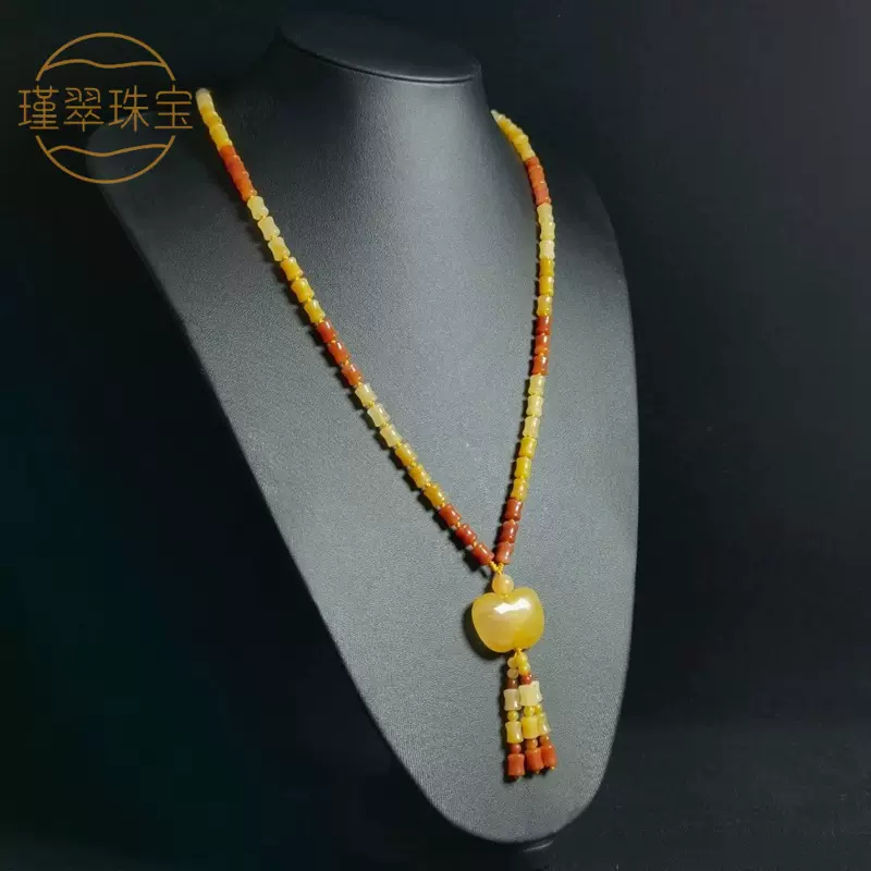 A新疆克拉玛依金丝玉项链 吊坠 手串三彩玉石项链玉器玉石直播货
