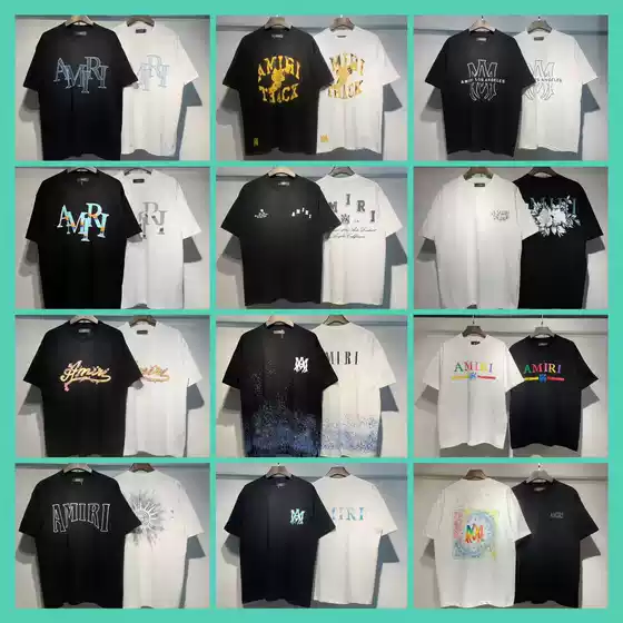 American Trendy Niche High Street Men and Women Am1R1 Icon Digital Printing Casual Round Neck Short-Sleeved Retro Loose T-Shirt