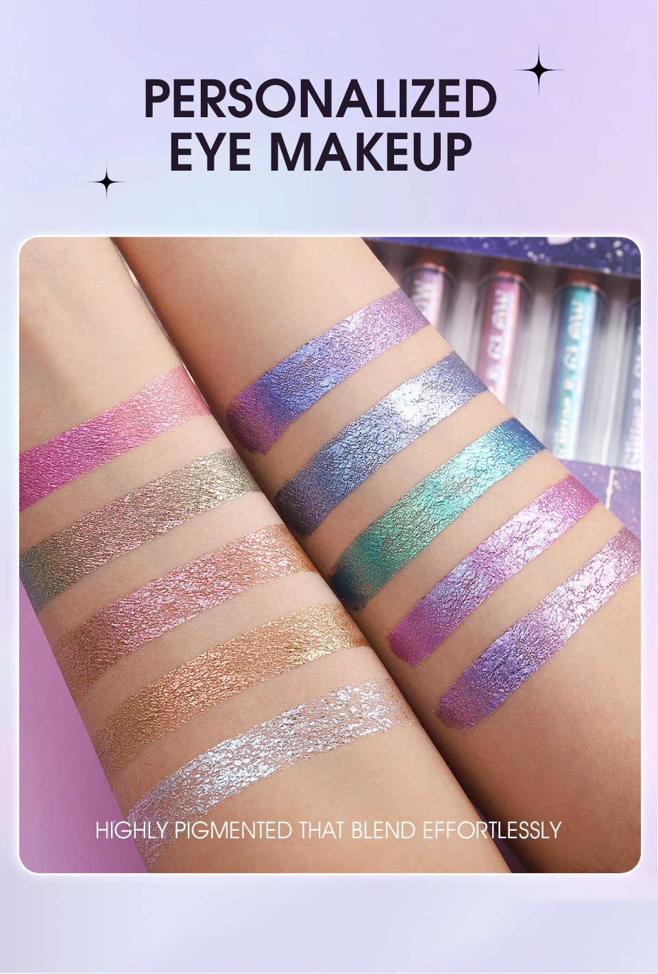 Langmanni Diamond Sparkling Liquid Eyeshadow Ten-Color Set Psychedelic Pearl Eyeshadow Liquid Set undefined