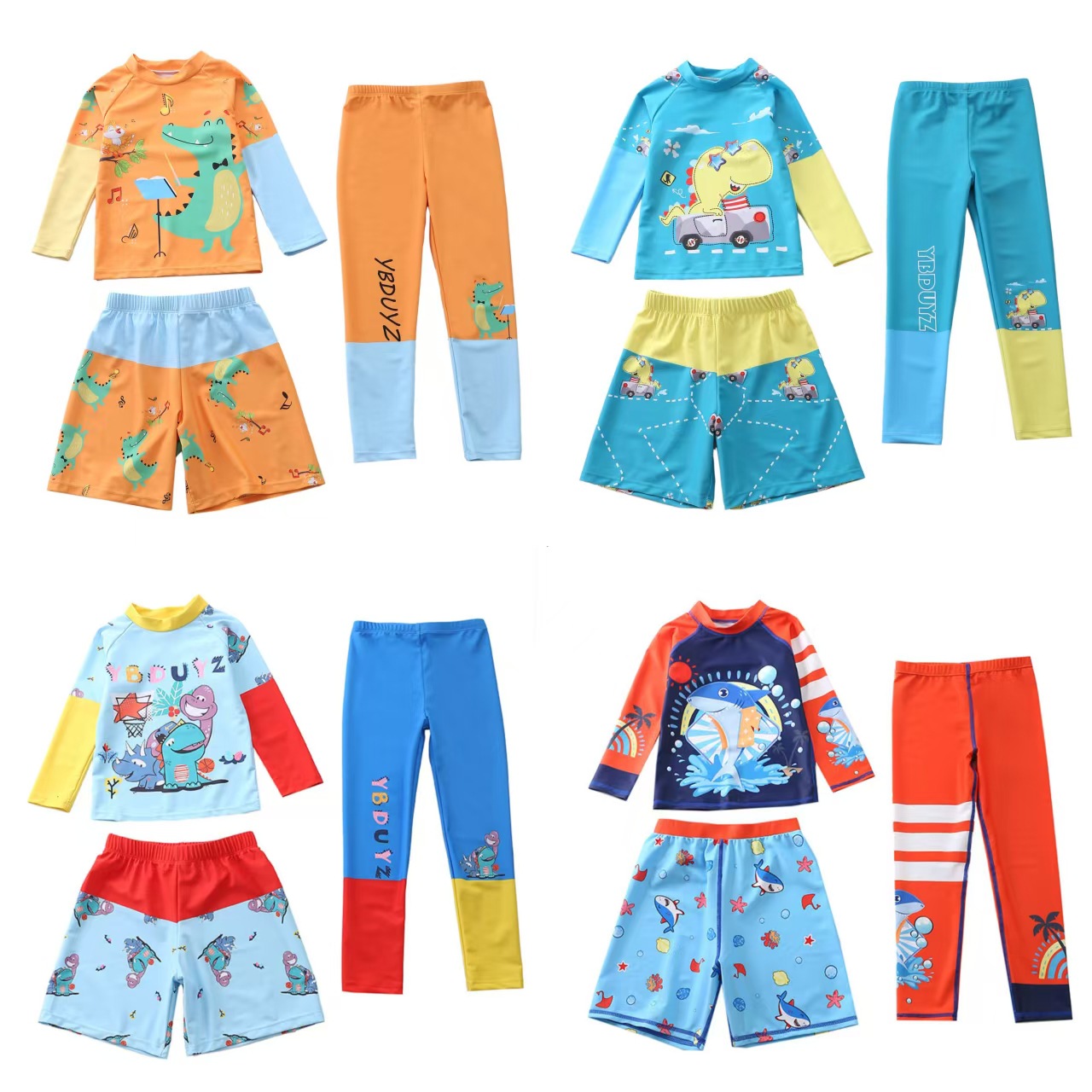 New Children's Swimsuit Men's Split Trousers Long-Sleeved Anti-Scratch Swimsuit Three-Piece Surfing Medium and Large Boys' Swimsuit