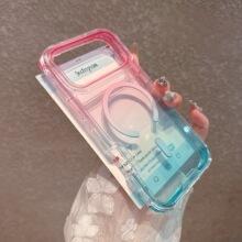 跨境适用iphone17promax三合一手机壳苹果17双色渐变16透明磁吸壳