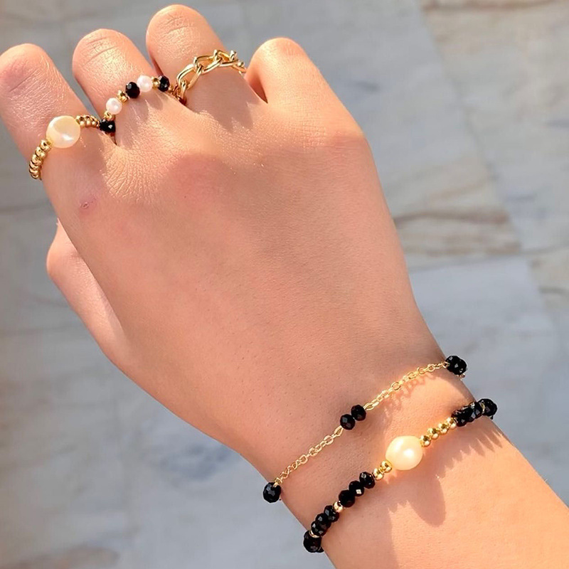 3g Weight 304 Stainless Steel Pendant Material Bracelets Classification Retro Round Stainless Steel Beaded Bracelets