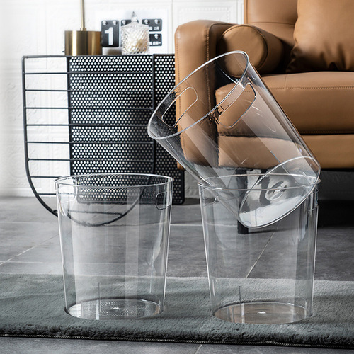 Transparent trash can wholesale household lidless luxury storage bucket living room bedroom light luxury garbage basket paper basket large capacity
