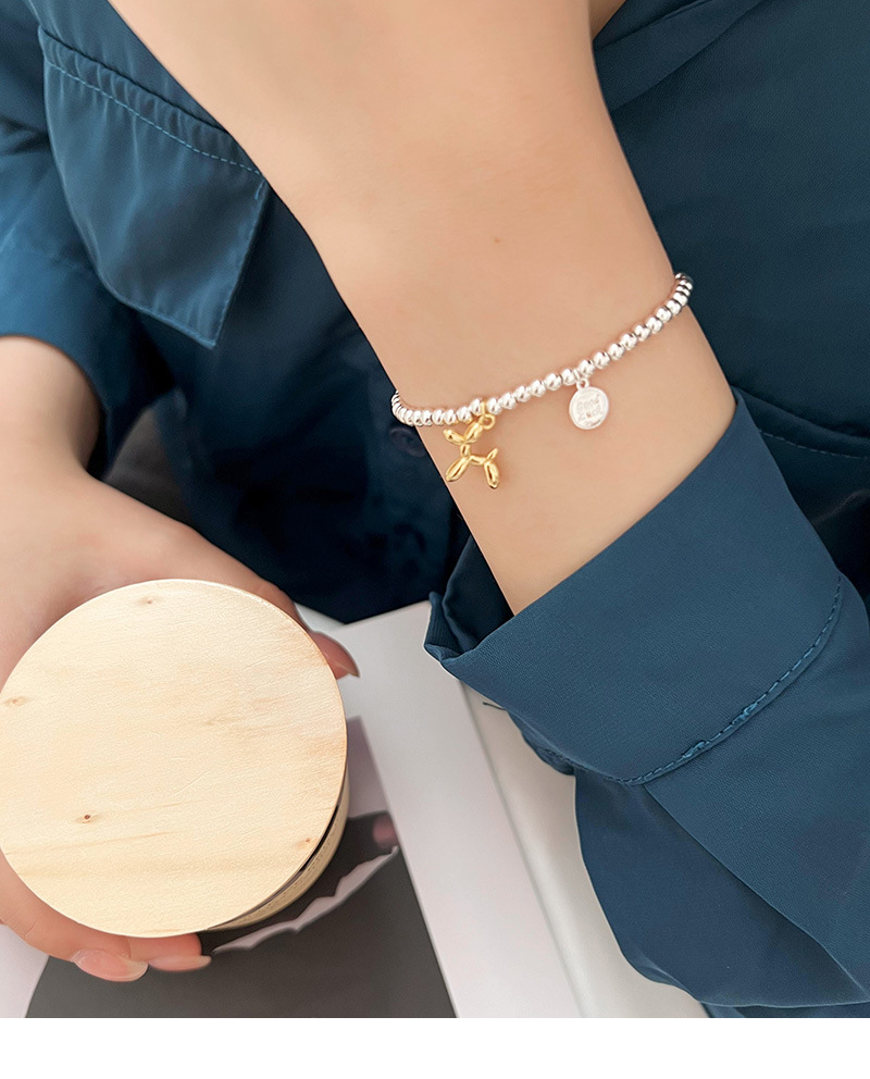 Balloon Dog Charm Bracelet Silver Bead Fashionable Jewellery_voghion.com
