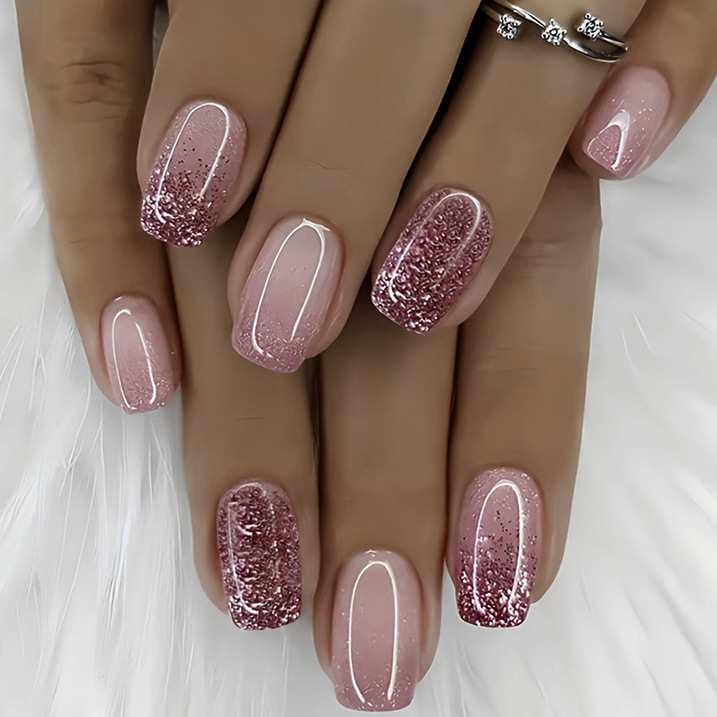 Cross-border explosions wear armour short square 24 nail tablets glitter gradient fake nail tablets removable wholesale Cross-border explosions wear armour short square 24 nail tablets glitter gradient fake nail tablets removable wholesale