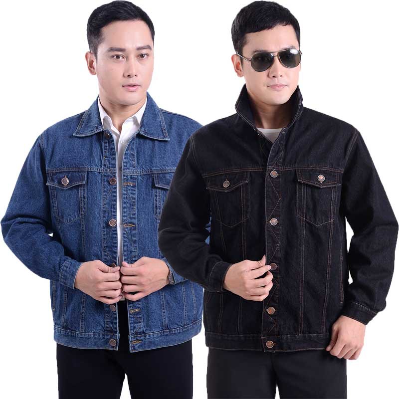 春秋款牛仔夹克中老年男士牛仔外套上衣工装机车服工作服青年男装|ms