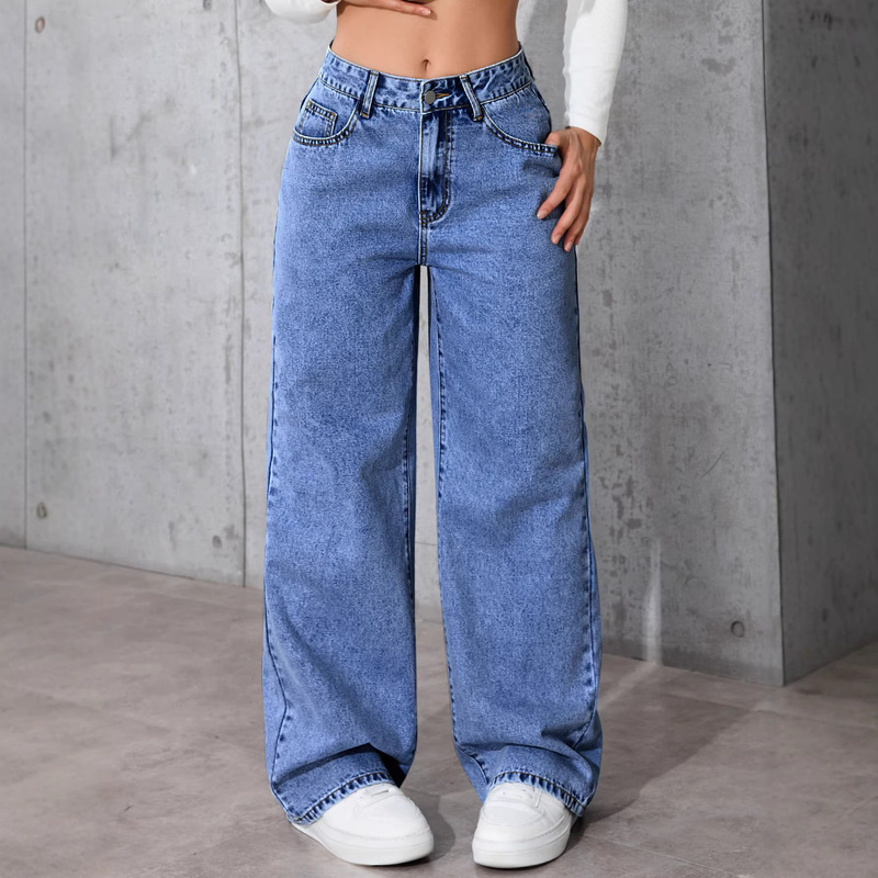 New spring, summer, and autumn styles: loose-fitting, casual, straight-leg jeans for men and women, featuring a simple, fashionable, and trendy wide-leg design New spring, summer, and autumn styles: loose-fitting, casual, straight-leg jeans for men and women, featuring a simple, fashionable, and trendy wide-leg design