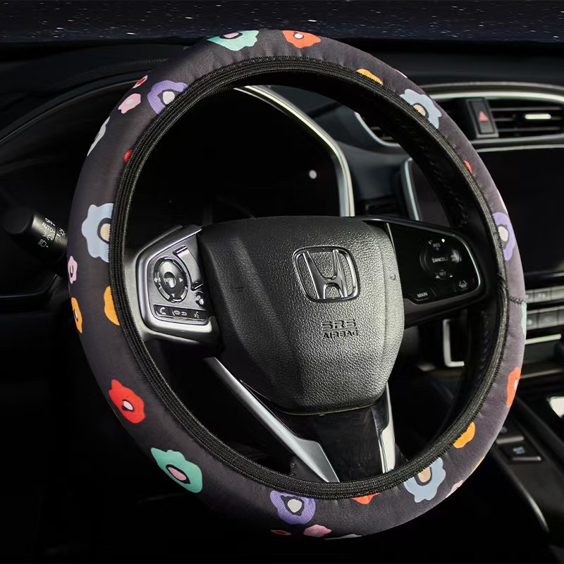 Sunflower Elastic Steering Wheel Cover Without Inner Ring, Printed Elastic Steering Wheel Cover, Cross-Border Manufacturer Wholesale