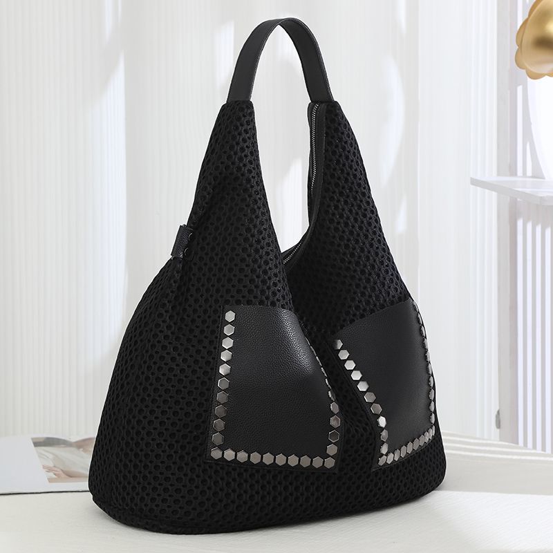 Women's Unique Shoulder Bag With Studded Details And Patchwork_voghion.com