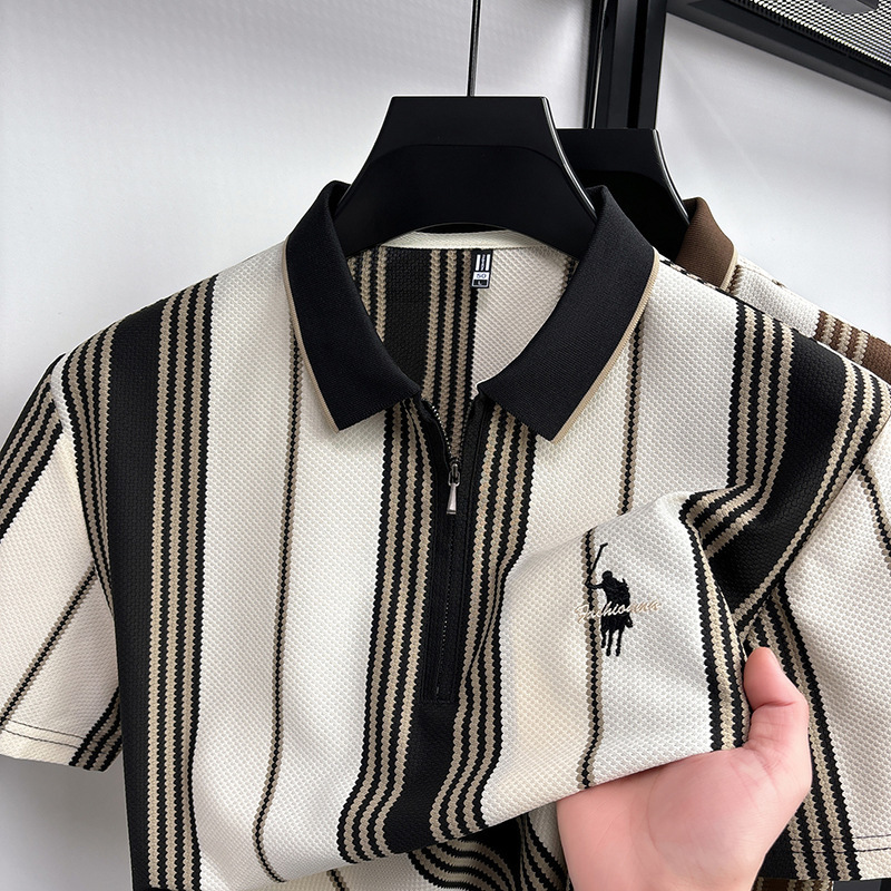Summer Zipper New Style Men's Clothing New Classic Polo Shirt Short-Sleeved Lapel Shirt Business Casual Urban Men's Top