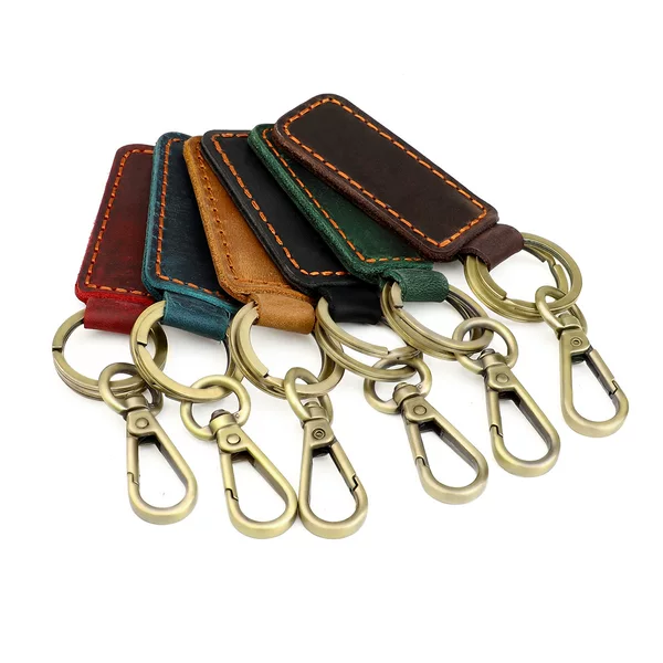 Retro Crazy Horse leather car keychain original handmade personalized car keychain universal car keychain genuine leather