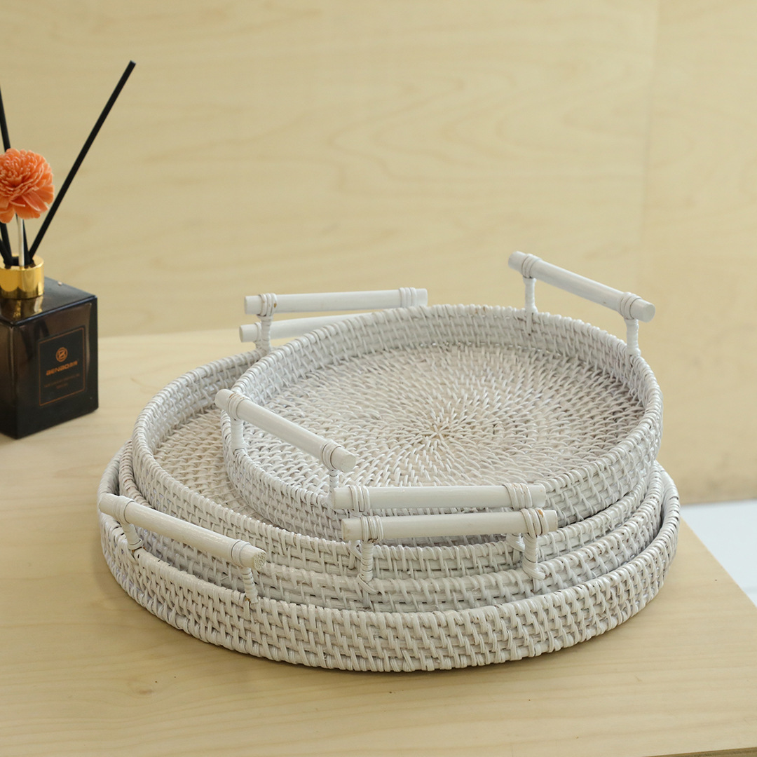 bandeja de té redonda decoración de escritorio bandeja de almacenamiento cosmético sala de estar cesto de almacenamiento porche cesto de almacenamiento doméstico bandeja redonda