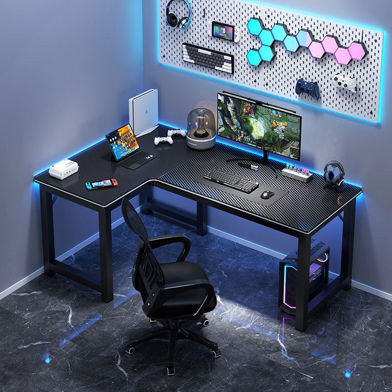 Amazon's Popular Single-Person Gaming Desk with Storage Rack, Wall-Mounted Corner Double-Person Computer Desk, L-Shaped Office Desk