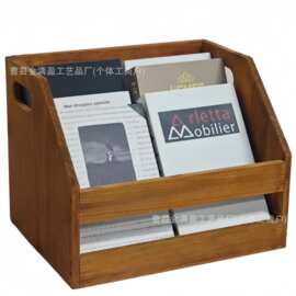 木质黑胶唱片收纳筐家用实木CD唱片存储筐复古书籍杂志收纳筐条筺