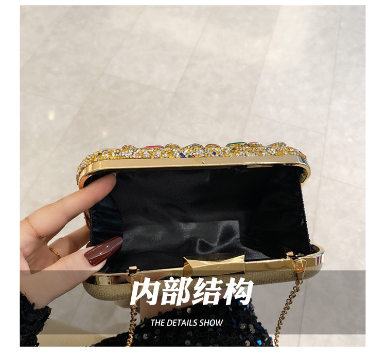 New cross-border full-diamond shiny bags, diamond-encrusted clutch bags, dinner bags, wedding banquet bags, party bags, small square bags and women's bags undefined
