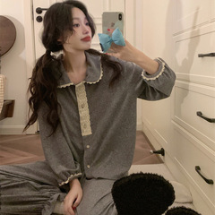 毛巾绒睡衣女秋冬新款娃娃领加厚保暖套装可外穿轻奢小香风家居服