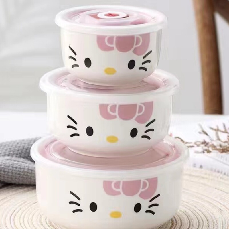 陶器製鮮度保持ボウル 3点セット 蓋付き 弁当箱 密閉鮮度保持ボックス 電子レンジ対応 学生用 大型インスタントラーメン弁当箱|undefined