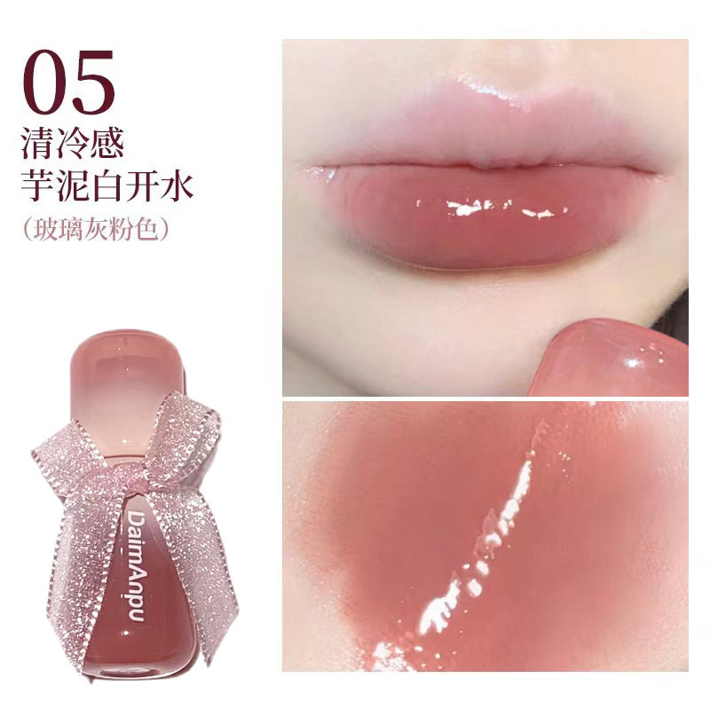 DAIMANPU transparente espejo de oxígeno labial esmalte labial de color natural brillo labial esmalte labial