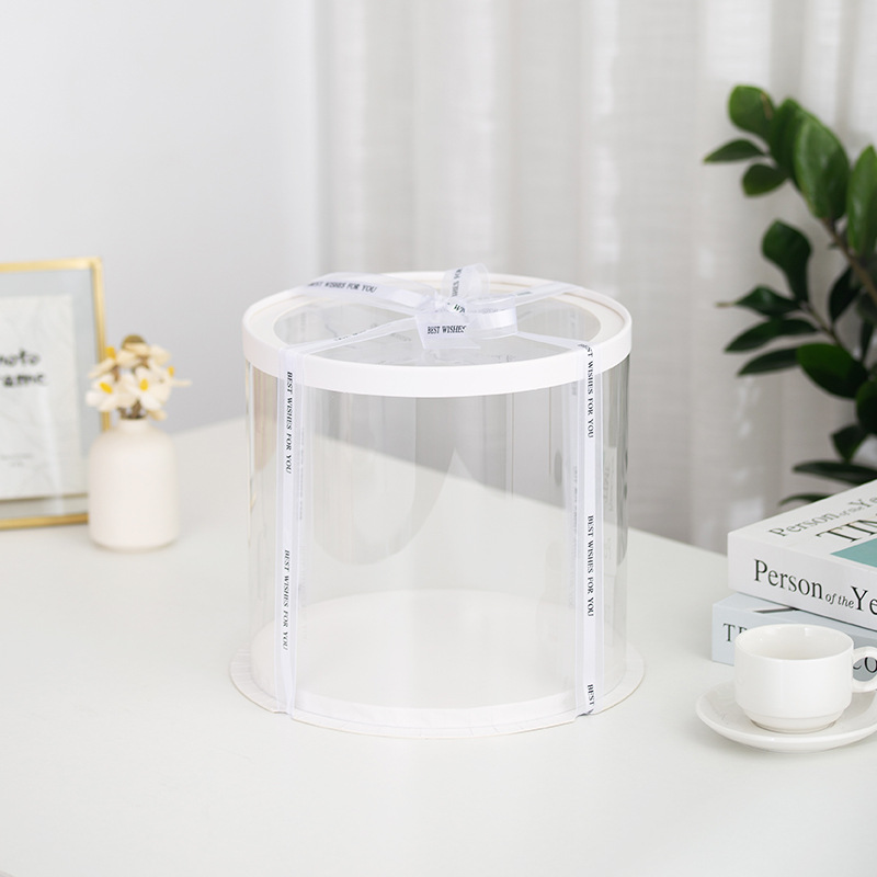 Caja de pastel transparente redonda 4 pulgadas 6 pulgadas 8 pulgadas 10 pulgadas 12 pulgadas cumpleaños hornear pastel caja oso violento caja de embalaje