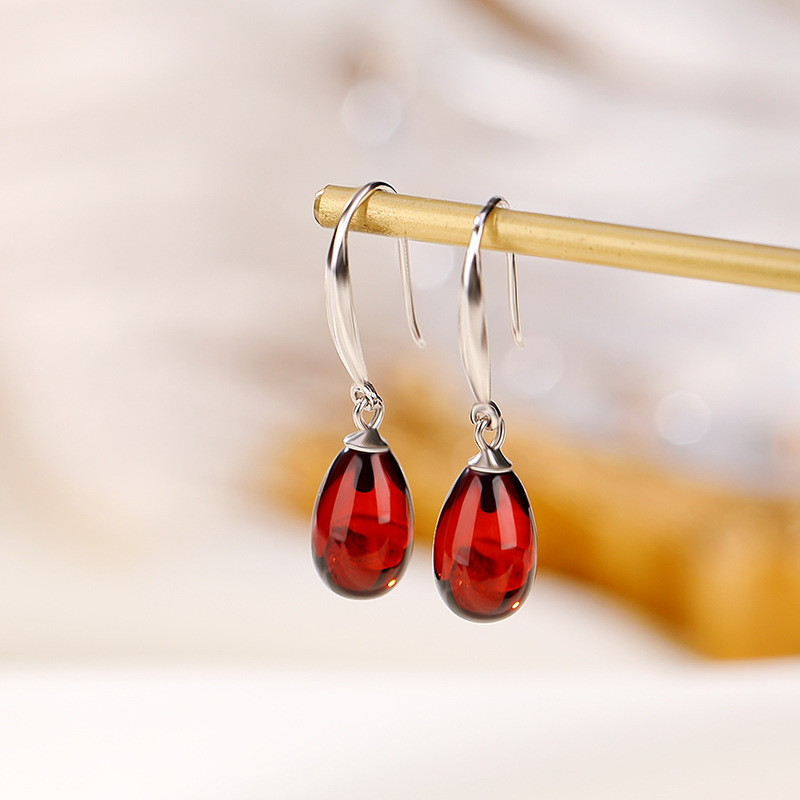 Bông tai hình giọt nước mạ vàng bạc S925 dáng dài cổ điển — Kiểu màu bạc