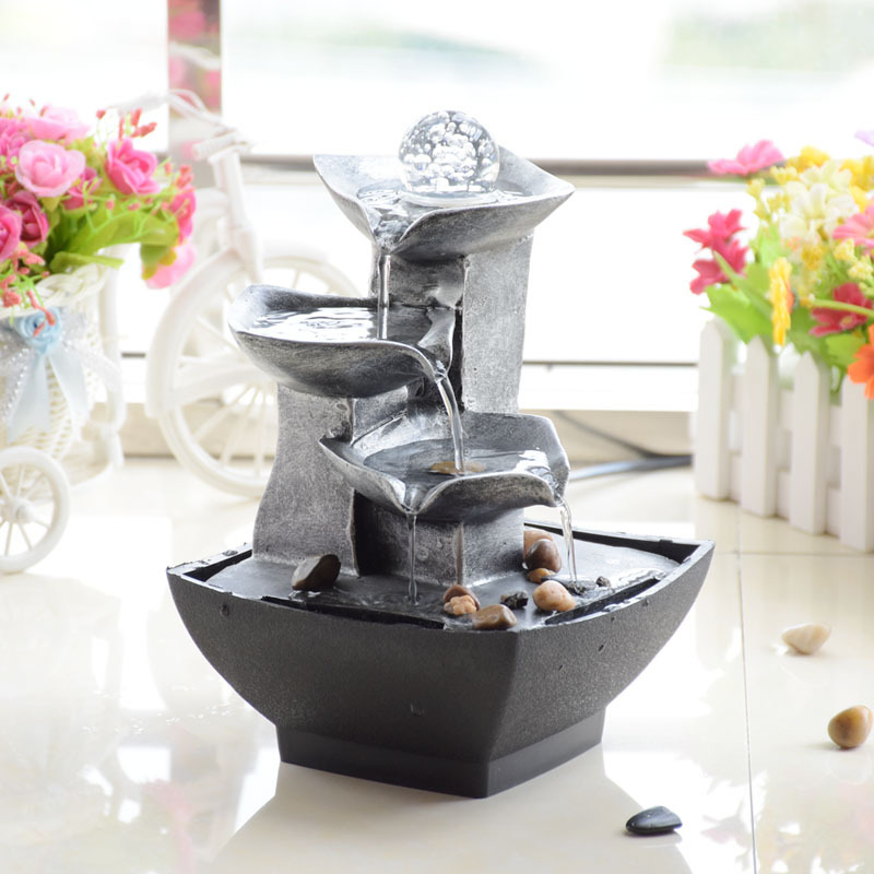 European-style Feng Shui Rotating Water Fountain Desktop Small Ornaments Office Lucky Decoration Craft Gift Creative Transfer Ball