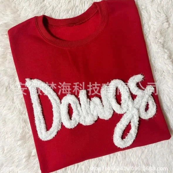 Трансграничный независимый сайт Etsy, хит продаж 2024 года, хлопчатобумажное полотенце с вышивкой, свитшот с круглым вырезом, изготовленный на заказ