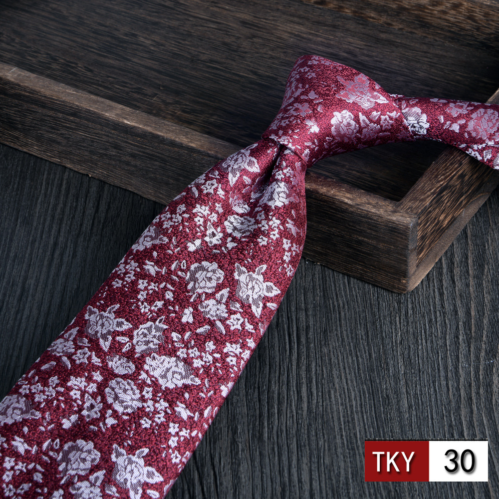 Corbata hombre vestido de negocios profesionales vino rojo novio casamiento Jacquard 8cm mano nueva tendencia spot