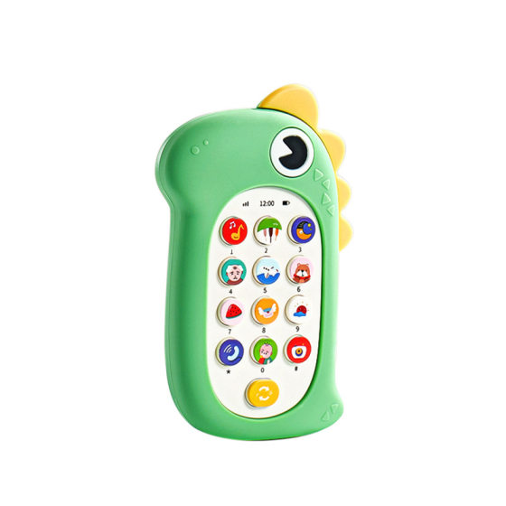Children's mobile phone toy silicone sleeve can be chewed and removed baby 0-1 years old 2 baby rabbit dinosaur music phone
